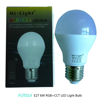 FUT014 AC85V-265V E27 Miboxer 6W RGB+CCT bec led lampa de telefon mobil inteligent APP WIFI led alb cald flux luminos Lumina Lampada