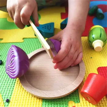 Din lemn clasic joc de simulare de bucătărie serie de jucării de Tăiere de Fructe și Legume, Jucării Montessori educația Timpurie cadouri