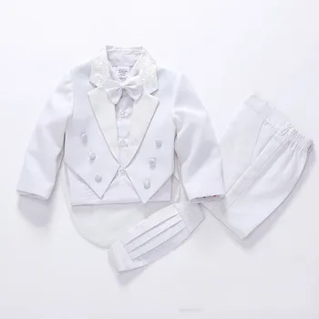 2018 Formale alb/spate baietel costum de haine de nunta petrecere botez haine de Crăciun pentru 1-10T baietel costume 5pcs Adolescent costum