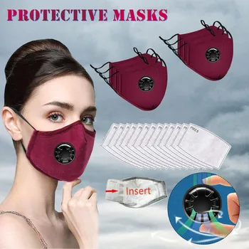 6pcs baluri Anti mască de protecție pentru gură capace fata pm2.5 Praf respiratorie reutilizabile en-gros cu filtru pm25 lavabile din bumbac