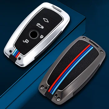 Galvanizat Aliaj Masina Smart Key Fob Caz Acoperire Piele Pentru BMW 3 4 5 Seria 320i 530i 550i F20 F21 F30 F31 F25 F01 F02 Cu breloc