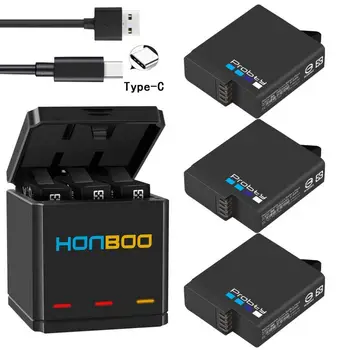 Probty pentru GoPro Hero 7 Hero 6 Hero 5 Baterie 1680mAh + Triplu USB Încărcător de Tip C pentru GoPro Hero 7 6 5 Camere Negru