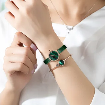 2021 Japonia Cuarț Moda Casual Verde Malachit Dial top Brand de Lux Doamnelor Ceas din Oțel Inoxidabil Femei Strasuri Ceasuri