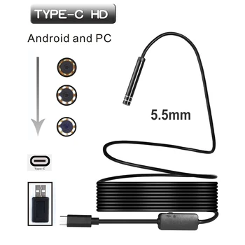 5.5 mm Tip Obiectiv-C Endoscop de Inspecție Camera 3M 5M 10M Șarpe Cablu Flexibil Borescope Camera Pentru Android Telefon Windows PC