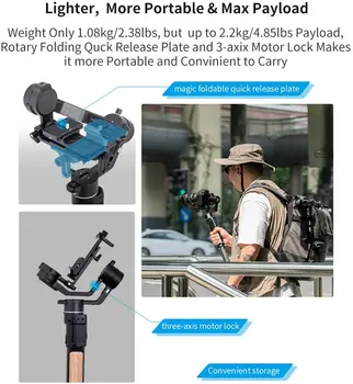 Feiyutech AK2000C Mirrorless Camera Handheld Gimbal Stabilizator pentru SONY a7R Nikon, Canon, FUJI, Panasonic GH5 A7R3 M50 XT3 XT30 Z7