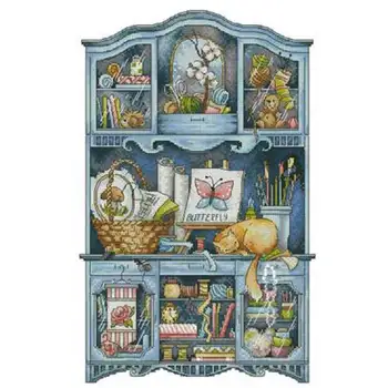 Blue handmade mic cabinet modele numărat 11CT 14CT 18CT cruciulițe Seturi en-gros Eco-cusatura Kituri de Broderie cu Acul