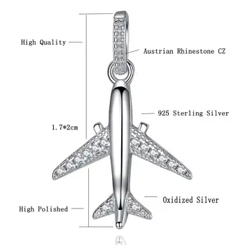 Noua Moda de Argint 925 Minunata Un Avion Charm pandantiv Dedicat Brand Original Colier Bijuterii DIY