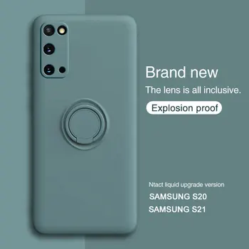 Lichid de Silicon Inel Titular Caz de Telefon Pentru Samsung Galaxy S20 S21 FE S10 Plus aparat de fotografiat Lentilă Protector Pentru S8 S9 Plus Nota 10 Caz