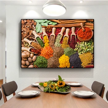 Boabe de Condimente Lingură de Bucătărie Alimente Panza Pictura Arta de Perete Imagini Pictura Arta de Perete pentru Camera de zi Decor Acasă (Fara Rama)