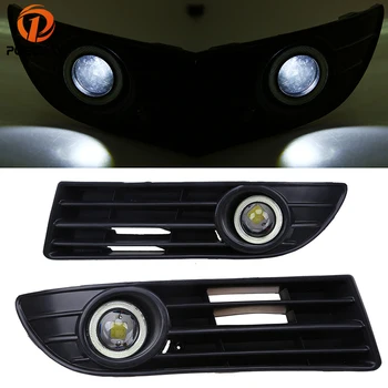 POSSBAY White Angel Eye cu LED Lumina de Ceață Lampa Bara Fata Grile pentru VW Polo MK4 9N3 2005-2009 Facelift lumina Zilei