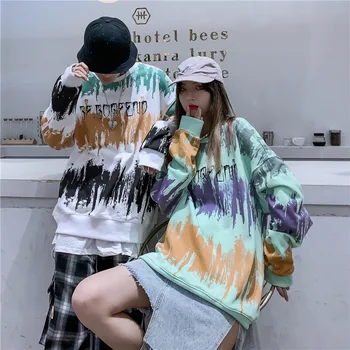Creative Print Tie Dye Pulover Pulovere Barbati Harajuku Hip Hop Casual, O-Neck Tricou 2020 Toamna Barbati de Moda Topuri WY159
