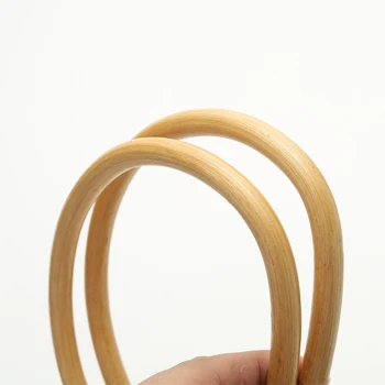 1 Pereche D Forma Rotunda de Bambus Mâner Manual DIY din Lemn de Rattan Accesorii Geanta de Înlocuire Femei Tote Geantă de mână Pungă Mânere