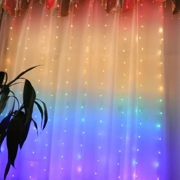 3x2.8m Curcubeu Perdea Lumini LED String Ghirlanda Zână Sloi de gheață Lumini Decorative pentru Petrecerea de Craciun Perete Dormitor Decor Nunta