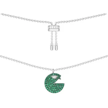 SLJELY de înaltă calitate de Argint 925 Menta Verde de zirconiu CZ pietre Pac man Pandantiv Colier pentru Femei de Brand de Bijuterii