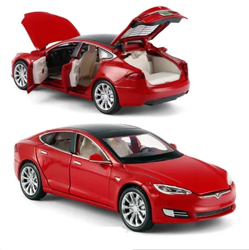 2020 nou 1:32 Simulare a doua generație Tesla Model s acusto optic aliaj de modelul de masina pentru copii mașini de jucărie mașină roșie