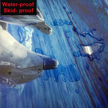 Custom Auto-Adeziv Baie Murale 3D Tapet Delfin Lume Subacvatică de Fundal de Decor de Perete din PVC rezistent la apa Vinil Autocolante 3D