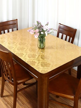 Golden print PVC dreptunghi masă rotundă masă petrecere de nunta tabelul deco acoperire tesatura personalizat impermeabil de masa din lemn protector
