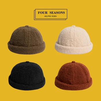 Lână de Culoare Solidă Chelioși Căciuli de Moda pentru Bărbați Pălării de Iarnă Cald Pălărie Rotundă Unisex Snapback Două Capace TF05