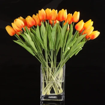 10buc Floare de Lalea Latex Real Atingeți pentru Buchet de Nunta Decor mai Bune Flori de Calitate (orange tulip)