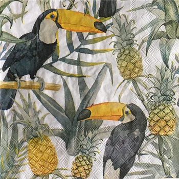 Decoupage nunta servilletas epocă șervețele de hârtie țesut pasăre drăguț Toucan ananas petrecerea de ziua prosop decor 20 3 straturi