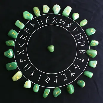 25Pcs Naturale Chakra Cristal de Aventurin Forfetare-a spune Avere Divinație de Rune Stones Manual Sculptura Reiki de Vindecare Decor