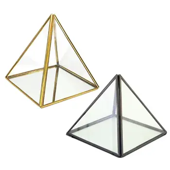 Piramida Cutie De Depozitare Terariu De Sticlă Design De Bijuterii Titular Clar Fațete Suculente Aer Planta Ghiveci Ghiveci/Suvenir Negru)