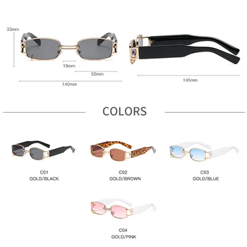 2020 Bărbați Dreptunghi ochelari de Soare pentru Femei Brand Designer de Metal Cadru Pătrat Ochelari de Soare de sex Masculin Hip-Hop, Retro Punk UV400 Ochelari de Gafas