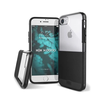 X-Doria Dash iPhone SE(2020)iPhone 8 și iPhone 7 Caz de Protecție din Policarbonat Caz cu Faux din Piele Neagra