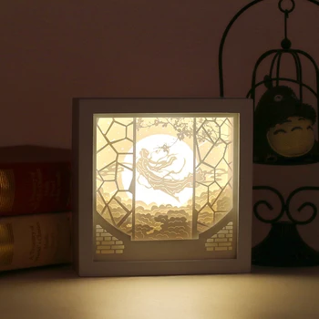 DIY Pătrat Cadru de Lemn Seturi de hârtie goală, cu deplină DIYsets 3D Arta de Perete Led Hârtie Sculptură Lampa