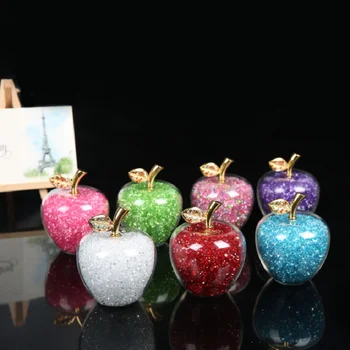 Cristal Colorat Ambarcațiunile De Sticlă Apple Prespapier Cu Diamant Piatra Naturala Decor Acasă Ornament Fructe Figurine Cadou Suvenir