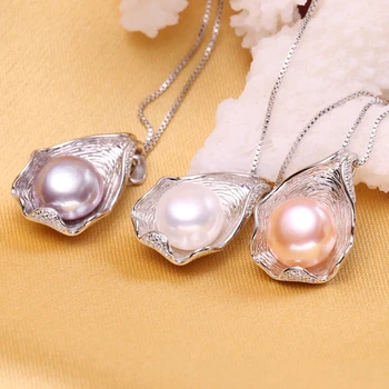 FENASY Naturale de apă Dulce Pearl Coliere Pentru Femei la Modă 925 Sterling de Argint Colier Pandantiv Idee de Cadou