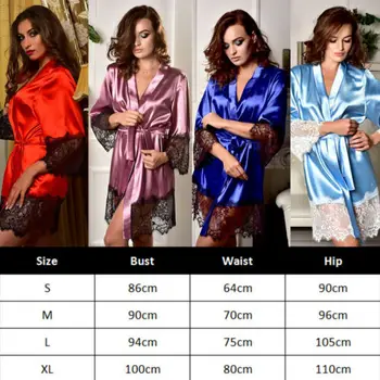 Vânzare fierbinte Sexy Femei din Satin Halat de Mătase Sleepwear Dantela camasa de noapte, Pijama, Halat Babydolls Kimono-Halat de baie Rochie S-XL