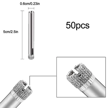 50Pcs Diamant Acoperite Burghiu Set de 6mm cu Diamant Gaura Văzut pentru Tigla, Sticla, Ceramica, Portelan, Marmura