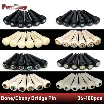 36pcs Abanos Bovine Os Tailpiece Endpin cu Abalone Punct de Alamă, Cerc Real Os Chitara Bridge Pin pentru Chitara Acustica