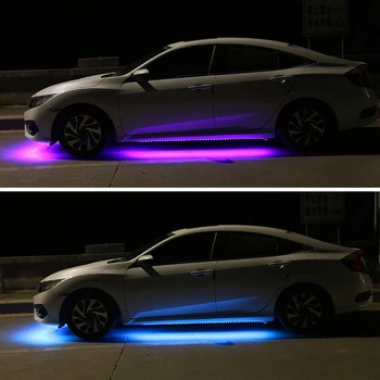 4buc Led-uri Auto Caroseriei Lumini de Control de la Distanță App RGB LED Strip Underglow Șasiu Sistem de Lumina de Neon de iluminare din spate Auto Accesorii