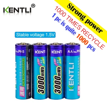 KENTLI 4 buc 1.5 v aa 3000mWh baterie Reîncărcabilă Li-ion, Li-polymer baterie de Litiu + 4 sloturi AA AAA de litiu li-ion Încărcător Inteligent
