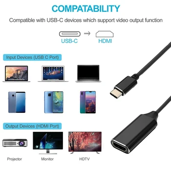 USB de Tip C-C 3.1 să HDMI 4K@60Hz Adaptor USB 3.1 pentru Adaptor HDMI de sex Masculin la Feminin Converter Compatibil Thunderbolt 3