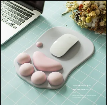 3D Mouse Pad Silicon Moale Labă de Pisică forma Încheietura mâinii se Bazează Memorie Spuma de Confort Perne Mousepad pentru Jocuri de copii notepad, Calculator