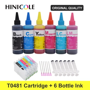 HINICOLE T0481 - T0486 XL Printer Cartuș de Cerneală + 600 ml Flacon Cerneala Refill Kit Pentru Epson Stylus Photo R200 de mărcile de oțel r220 R300 R300M R320