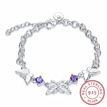 Lekani Violet Fluture Cristal Brățară & Brățară Pentru Femei Argint 925 Bijuterii Fine Pentru Fete Pulseira Feminina
