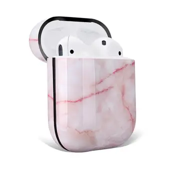 De înaltă Calitate pentru Apple Airpods Caz, IMD Moale TPU Cască Caz pentru Airpods-Marmura Roz de Design cu breloc
