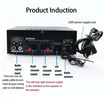 800W 2CH LED Mini HIFI Audio bluetooth, Amplificator de Putere FM AUX USB SD 2 Microfon Auto Home Theater Amplificatoare cu Control de la Distanță