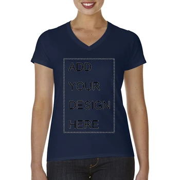 Personalizate Tricou Logo-Ul De Imprimare Femei Imprima Propriul Design De Înaltă Calitate Bumbac Respirabil V Gât T-Shirt Pentru Femei Plus Dimensiune