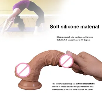 Real Moale de Silicon Vibrator cu ventuza Penisului Penis artificial Nu Vibrator pentru Femei punctul G Vaginale Masturbari Penis artificial Adult Sex Produs