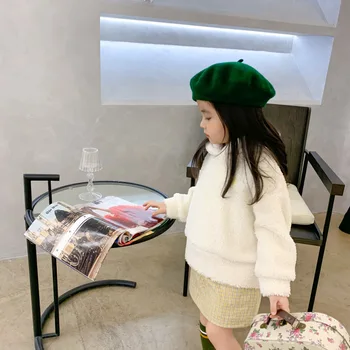 Toamna și Iarna New Sosire coreea style all-meci Brodate de Pluș cu gluga Hanorac pentru moda drăguț copil fete