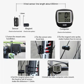 Bicicleta Calculator Cu LCD Display Digital rezistent la apa Biciclete Kilometraj Vitezometru Bicicleta Cronometru Accesorii de Echitatie Instrument#T3