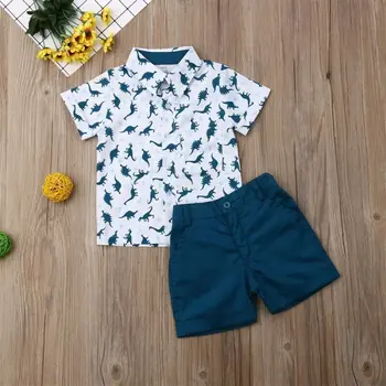 Emmababy Copii Baieti Dinozaur Imprimare Bluze Camasi Topuri+ pantaloni Scurți Pantaloni 2 buc Haine de Vară