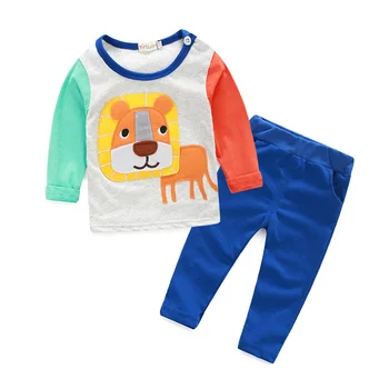 Copil drăguț clthing set fete pentru copii haine băiat copil vestidos micul lion model de tricou +pantaloni de animale pentru copii Pijamale
