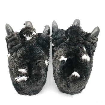 Femei/Barbat De Moda Iarna Cald De Interior Bumbac Drăguț De Pluș Tobogane De Desene Animate Gheară De Urs, Papuci De Casă Bumbac Papuci De Cuplu Etaj Pantofi