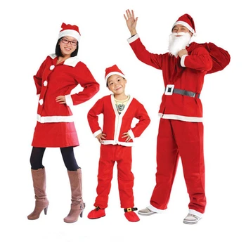 Crăciun Bărbați și femei Costum de Moș Crăciun Rochii de Printesa barba Baieti Set Haine cu Pălărie Copil Roșie Copil Tinutele Vestimentare